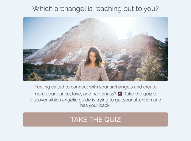 "Which archangel is reaching out to you?" quiz template cover page