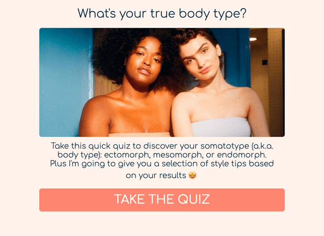 "What's your true body type?" quiz template cover page
