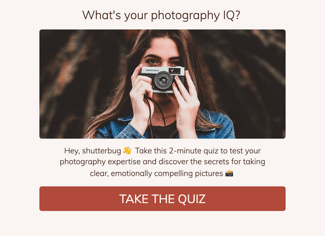 "What's your photography IQ?" quiz template cover page
