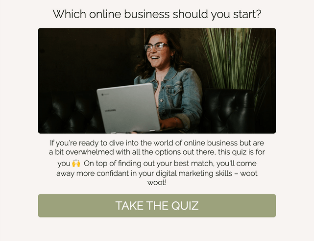 "Which online business should you start?" quiz template cover page