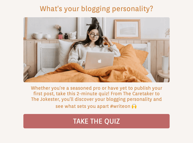 "What's your blogging personality?" quiz template cover page