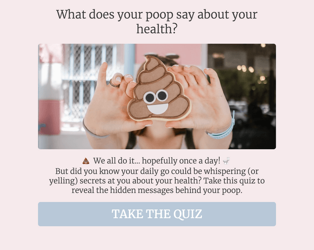 "What does your poop say about your health?" quiz template cover page