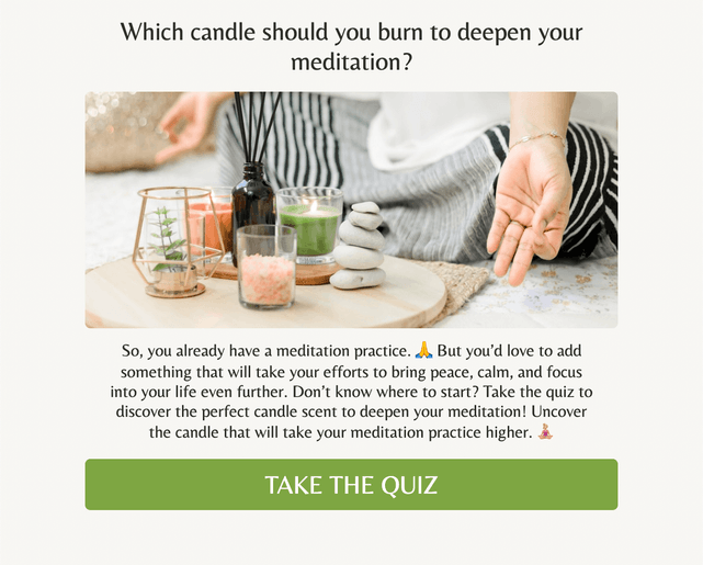 "Which candle should you burn to deepen your meditation?" quiz template cover page
