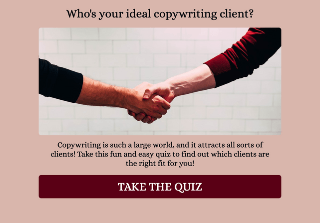 "Who's your ideal copywriting client?" quiz template cover page