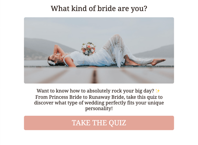 "What kind of bride are you?" quiz template cover page
