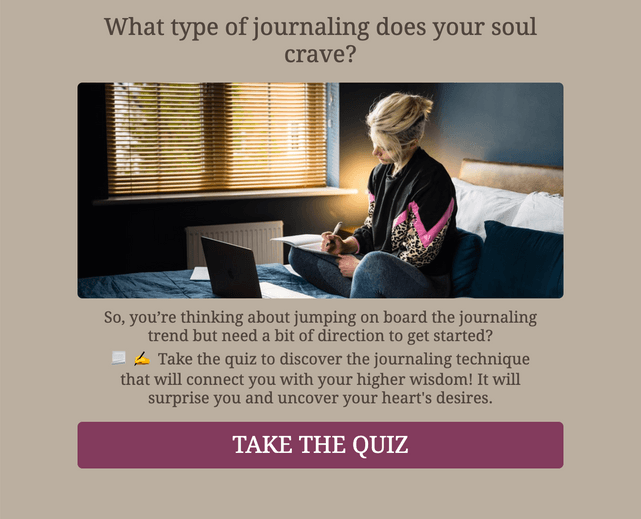 "What type of journaling does your soul crave?" quiz template cover page