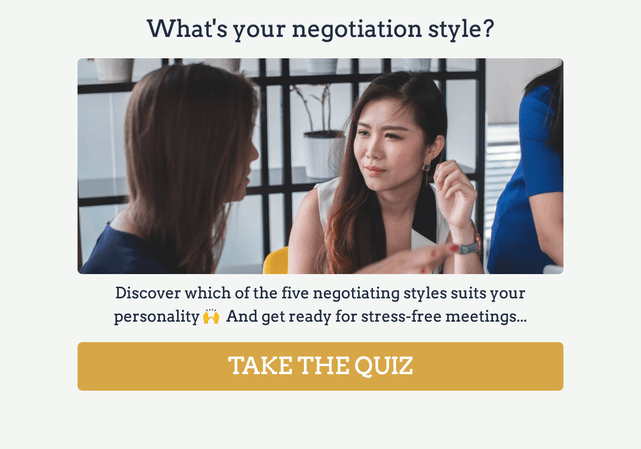 "What's your negotiation style?" quiz template cover page