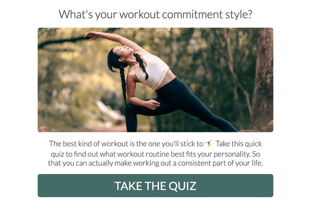 "What's your workout commitment style?" quiz template cover page
