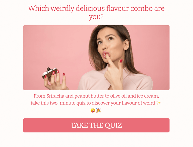 "Which weirdly delicious flavor combo are you?" quiz template cover page