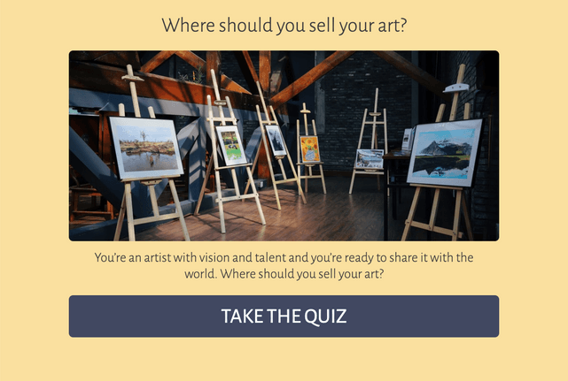 "Where should you sell your art?" quiz template cover page