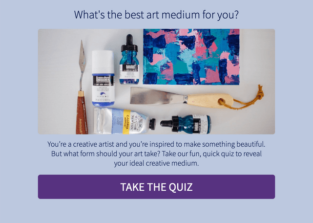 "What's the best art medium for you?" quiz template cover page