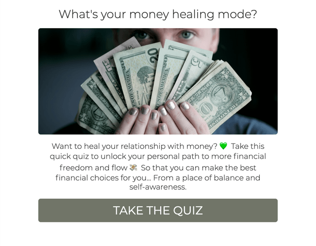 "What's your money healing mode?" quiz template cover page