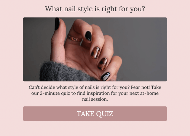 "What nail style is right for you?" quiz template cover page
