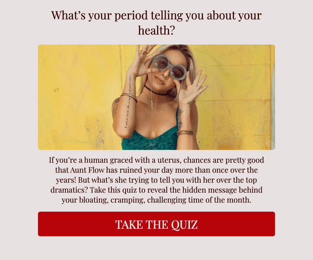 "What’s your period telling you about your health?" quiz template cover page