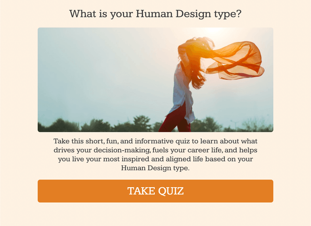 "What is your Human Design type?" quiz template cover page