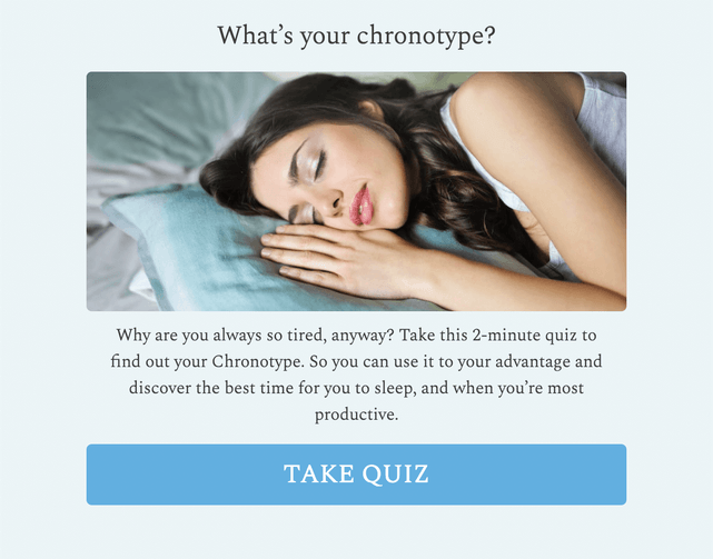 "What’s your chronotype?" quiz template cover page