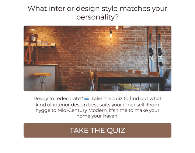 "What interior design style matches your personality?" quiz template cover page