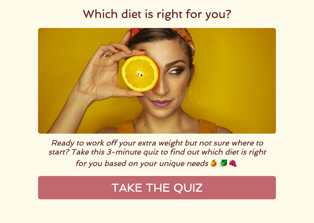 "Which diet is right for you?" quiz template cover page