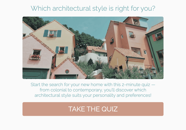 "Which architectural style is right for you?" quiz template cover page