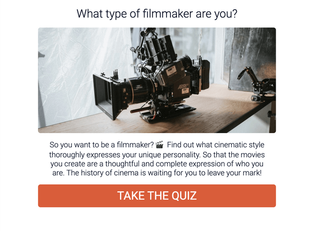 "What type of filmmaker are you?" quiz template cover page