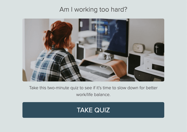 "Am I working too hard?" quiz template cover page