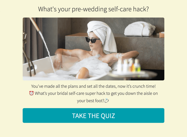 "What's your pre-wedding self-care hack?" quiz template cover page
