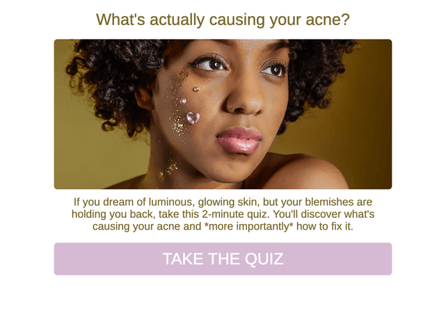 "What's actually causing your acne?" quiz template cover page