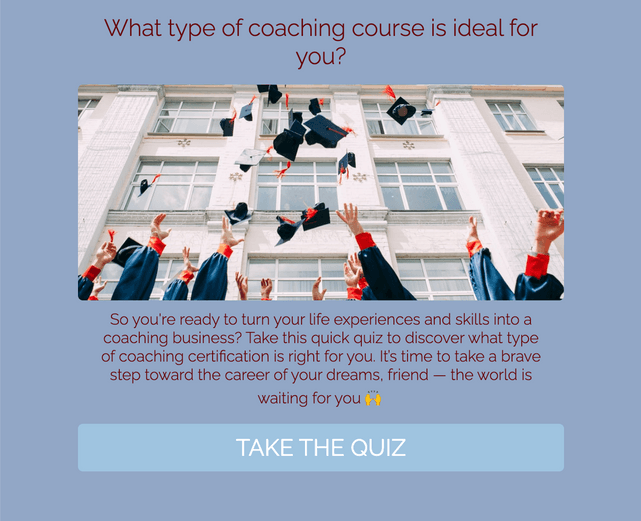 "What type of coaching course is ideal for you?" quiz template cover page