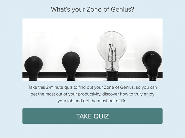 "What’s your Zone of Genius?" quiz template cover page