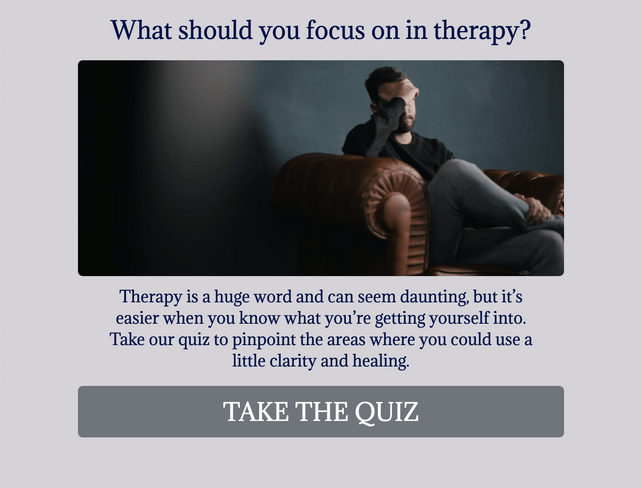 "What should you focus on in therapy?" quiz template cover page