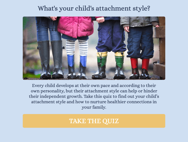 "What's your child's attachment style?" quiz template cover page