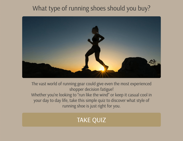 "What type of running shoes should you buy?" quiz template cover page
