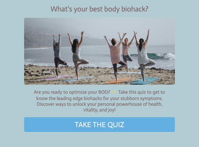 "What's your best body biohack?" quiz template cover page