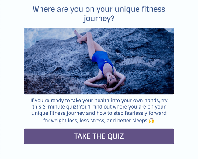 "Where are you on your unique fitness journey?" quiz template cover page