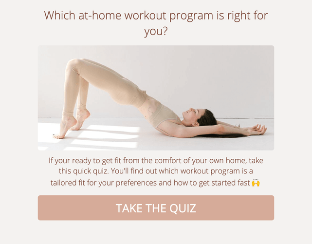 "Which at-home workout program is right for you?" quiz template cover page