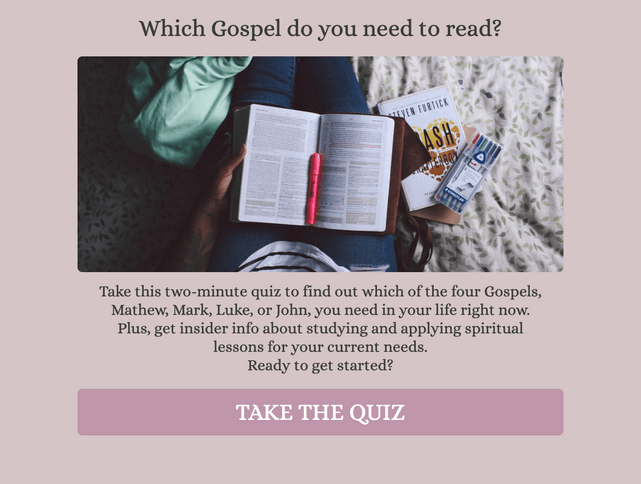 "Which Gospel do you need to read?" quiz template cover page