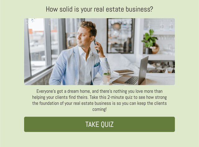 "How solid is your real estate business?" quiz template cover page