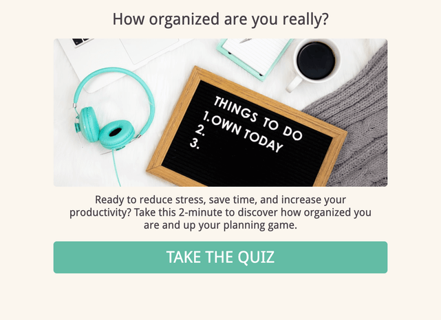 "How organized are you really?" quiz template cover page