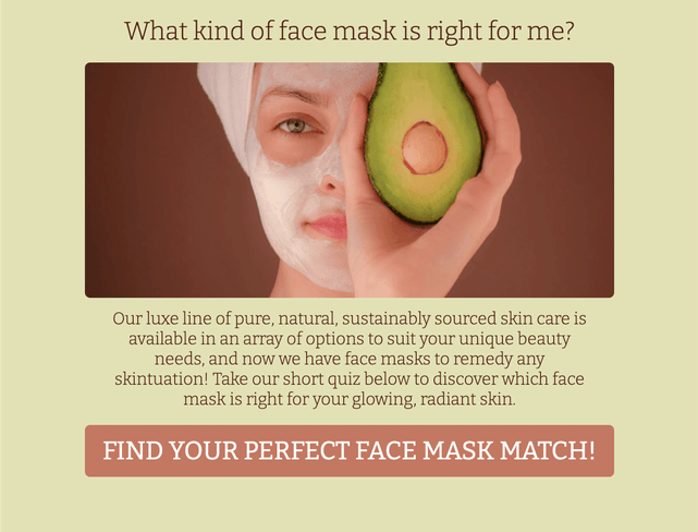 "What kind of face mask is right for me?" quiz template cover page