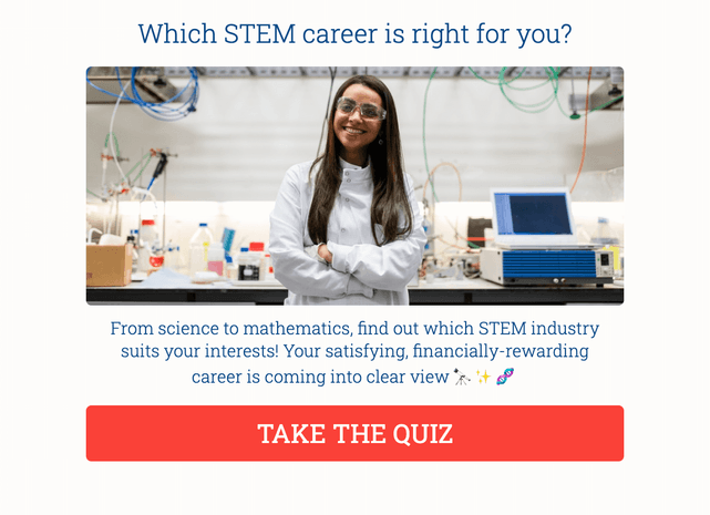 "Which STEM career is right for you?" quiz template cover page