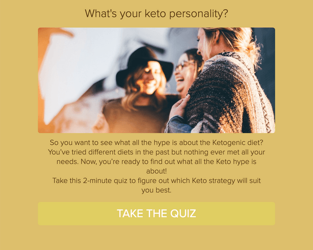 "What's your keto personality?" quiz template cover page