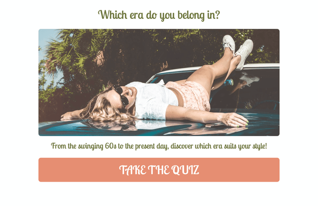 "Which era do you belong in?" quiz template cover page