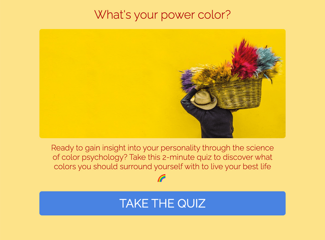 "What's your power color?" quiz template cover page