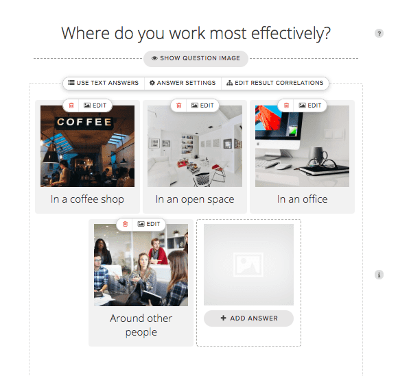 Where do you work most effectively? quiz question with image answers