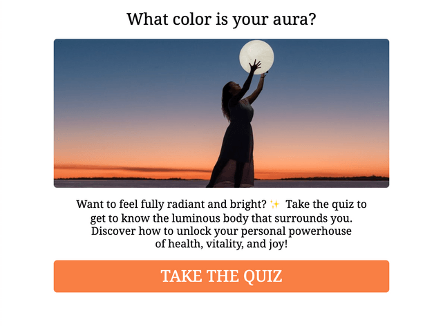 "What color is your aura?" quiz template cover page
