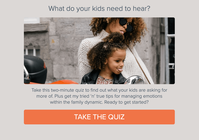 "What do your kids need to hear?" quiz template cover page