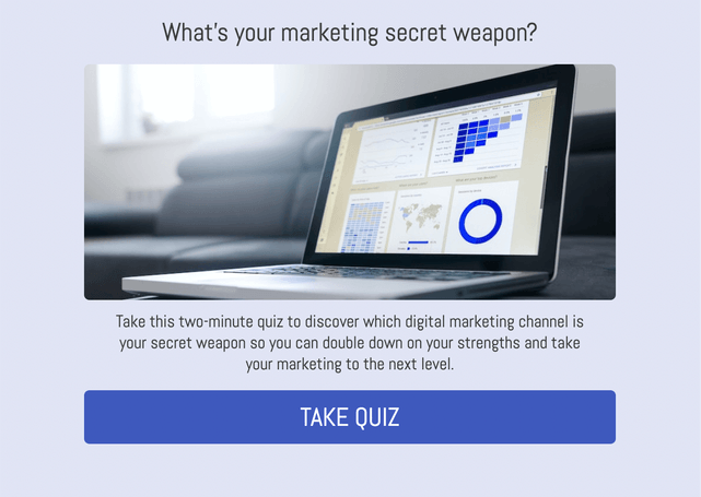 "What's your marketing secret weapon?" quiz template cover page