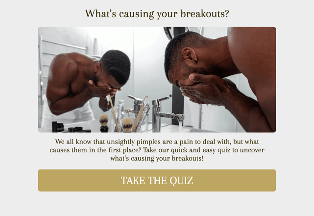 "What’s causing your breakouts?" quiz template cover page
