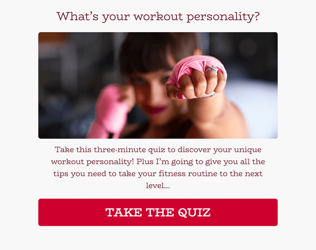 "What’s your workout personality?" quiz template cover page