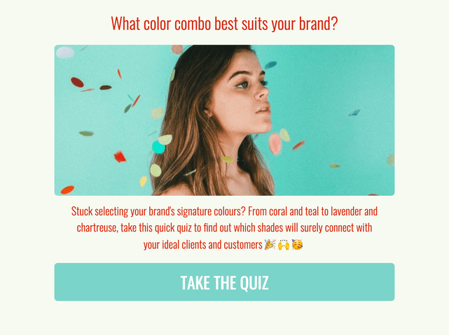 "What color combo best suits your brand?" quiz template cover page